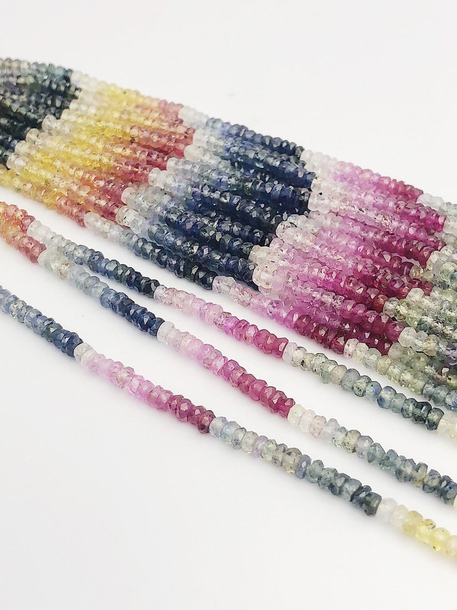 Multi Precious Faceted Rondelle Beads 2 mm Precious Multi Beads outlet Multi Rainbow Beads Multi Sapphire Rainbow sapphire beads 16 inches