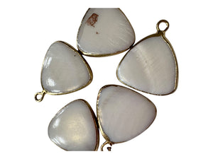 Triangle shape Mother Of Pearl w Gold plated outline , SKU#M4397