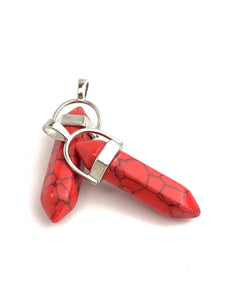 Red Turquoise Silver Plated Pendant Sku#M1419