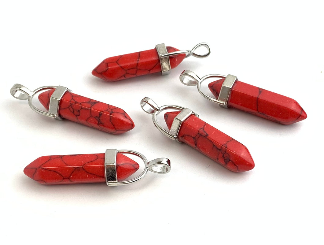 Red Turquoise Silver Plated Pendant Sku#M1419