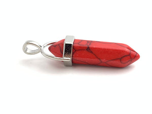 Red Turquoise Silver Plated Pendant Sku#M1419