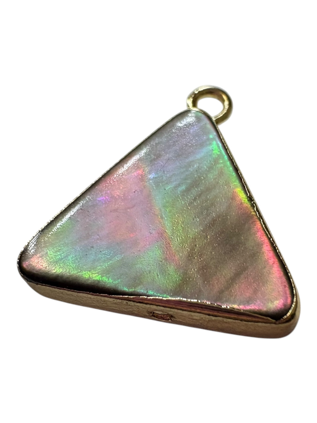 Triangle shape Mother Of Pearl W gold plated outline, SKU#M4398