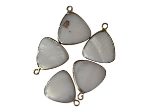 Triangle shape Mother Of Pearl w Gold plated outline , SKU#M4397