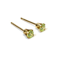 3.0MM Cubic Zirconia, 14KGF Stud Earrings