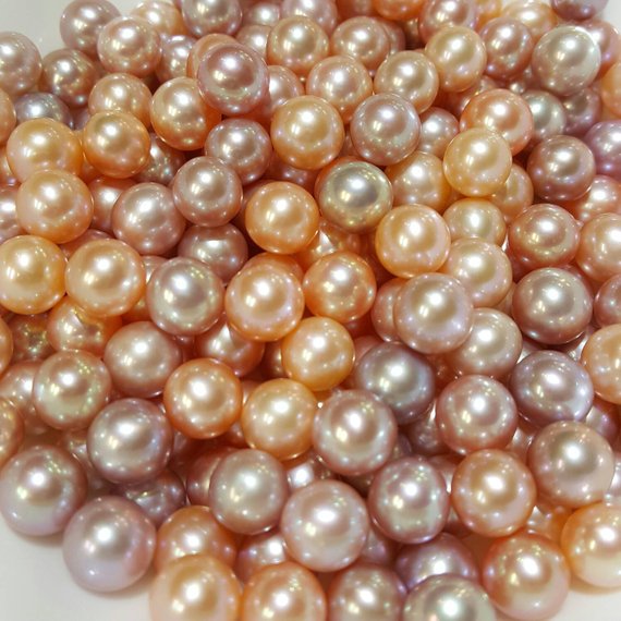 Pair Edison loose Round pearl 13x14 mm Pair High luster , freshwater loose pearl good quality Natural pink metallic hotsell ,near round , no hole