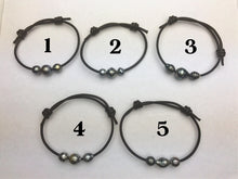 3 Tahitian Pearls on Leather Bracelet