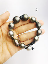 Tahitian Pearl Bracelet on Leather - 16mm to 10mm (395 No. 1-3)
