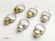 Handcarved Sterling Silver South Sea Pearl Rings - Natural Color - Southsea Pearls - Statement Ring (427 No. 1-6)