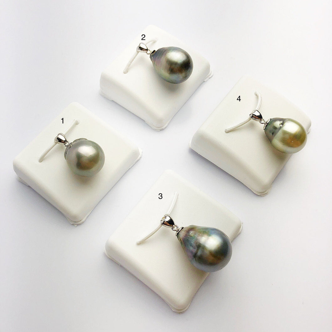 12-15mm Tahitian Pearl Pendants on 925 Sterling Silver (489 No. 1-4)