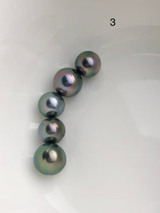 5 Pearls - Multicolor Tahitian Peacock Loose pearls - Semi-Round to Oval - A+ Quality - 10 to 11mm (#565 No. 1-6)