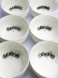 5 Pearls - Multicolor Tahitian Peacock Loose pearls - Semi-Round to Oval - A+ Quality - 10 to 11mm (#565 No. 1-6)