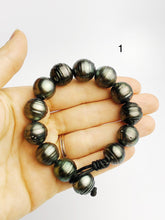 BIG Tahitian Pearl Bracelet on Leather - 17mm to 15mm (400 No. 1-3)