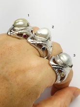 Handcarved Sterling Silver South Sea Pearl Rings - Natural Color - Southsea Pearls - Statement Ring (426 No. 1-3)