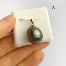 14mm Tahitian Pearl Pendants on 18K Gold Plated Sterling Silver (437 No. 1-4)