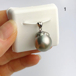 12-15mm Tahitian Pearl Pendants on 925 Sterling Silver (489 No. 1-4)