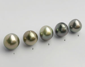 AAA Quality Multicolor Tahitian Peacock Loose Pearls - Short Drop Shape - 12mm (#571 No. 1-5)