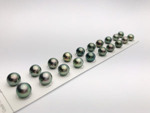 Tahitian Loose Pearls , Round AA, Peacock Matched Pairs, 10-10.5mm, #626