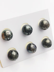 Carved Palm Tree Tattoo Tahitian Pearl 12mm (726)