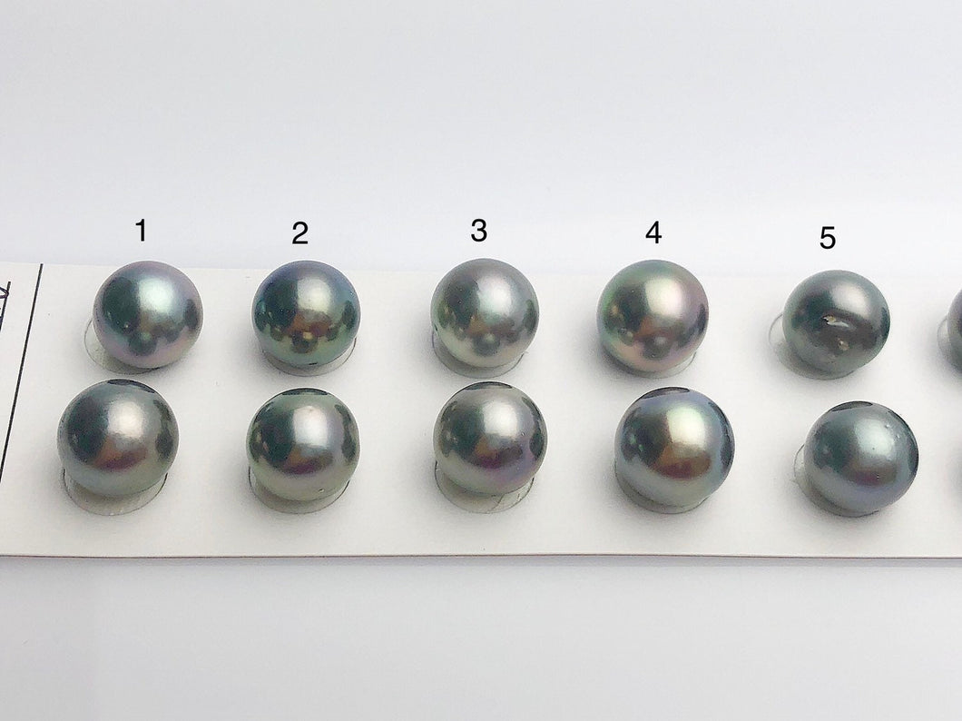 Tahitian Matched Pairs Loose Pearls, AA 11-12mm, Round Multi Colors, #637