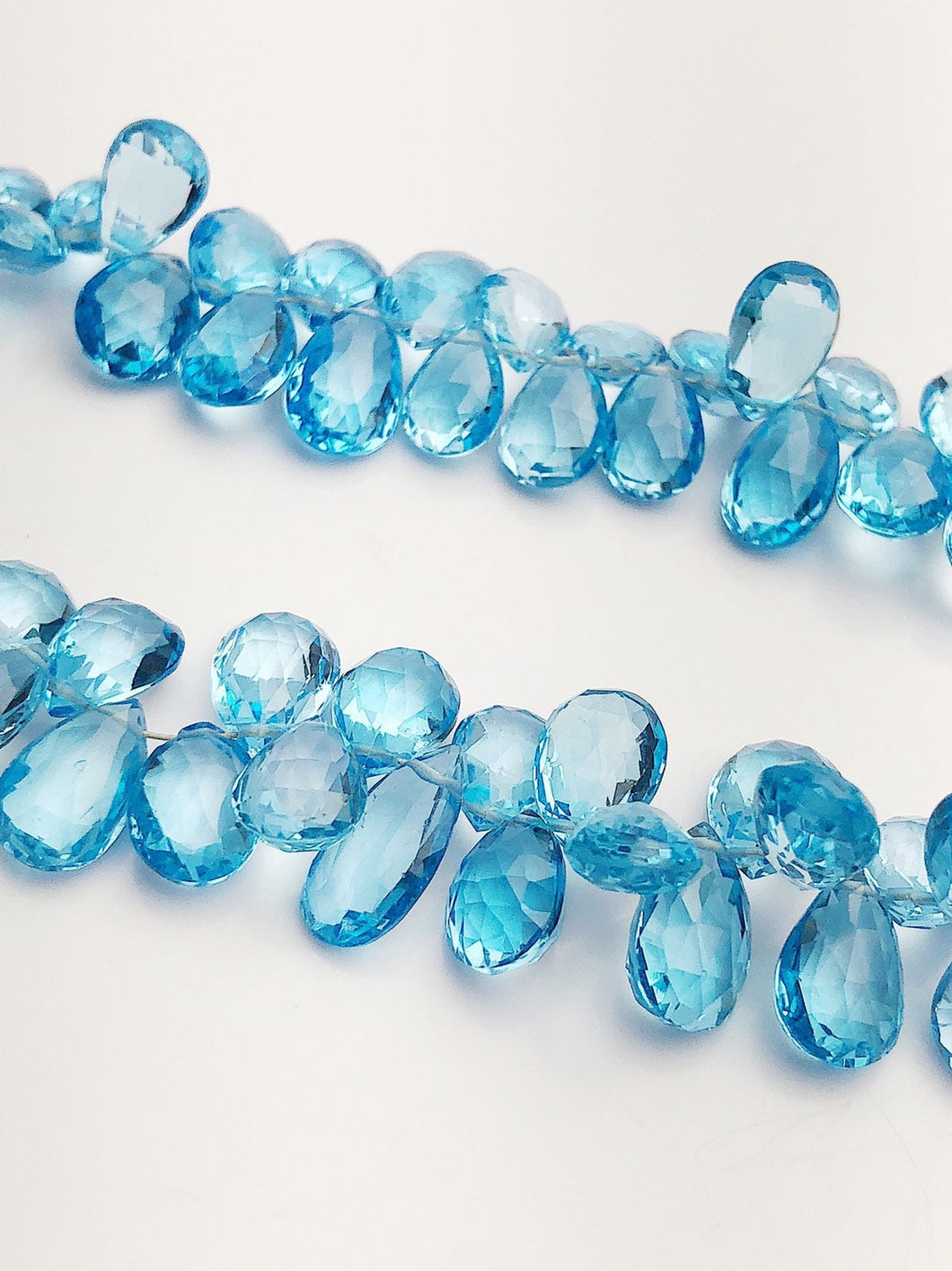 HALF OFF SALE - Swiss Blue Topaz Faceted Pear Gemstone Beads, Full Strand, Semi Precious Gemstone, 8