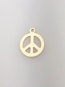 14K Gold Fill Peace Sign Charm w/ Ring, 11.3mm, Made in USA - 1351