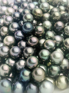 Multicolored Tahitian Natural color, Loose Pearls, Near Round, 9mm-9.9mm, AAA2 Quality,Tahitian Pearls (816)