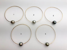 14K Gold Filled Single Tahitian Pearl Bangle Bracelets , Size Large, 13-14mm Pearls (789 No. 1-5)