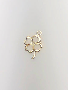 14K Gold Fill Four Leaf Clover Charm w/ Ring, 7.7x10.1mm, Made in USA - 487