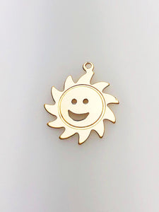 14K Gold Fill Smile Sun Charm w/ Ring, 14.5mm, Made in USA - 362