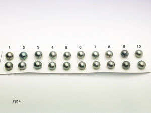 10-10.5mm Tahitian Pearls Round, AAA, Loose Matched Pairs 10mm (814)