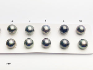 10-10.5mm Tahitian Pearls Round, AAA, Loose Matched Pairs 10mm (814)