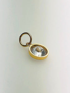 14K Gold Fill 6mm White CZ Drop w/Perp Extra Ring, Made in USA - 4000059SRDM4