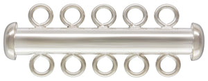 4.3x32.0mm Tube Clasp 5 Row, Sterling Silver. Made in USA. #50035805R