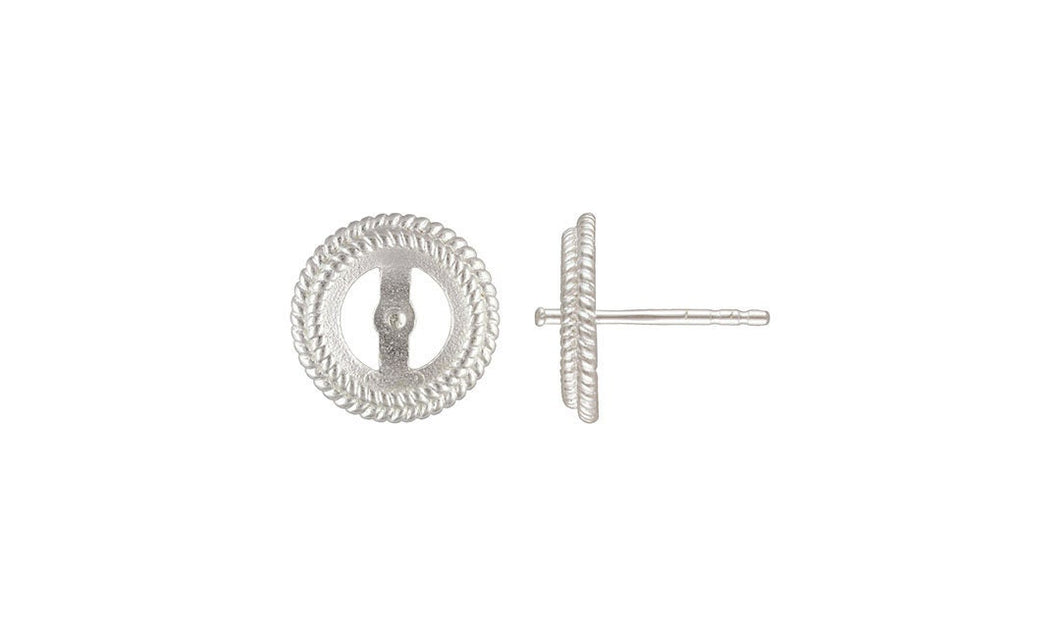 Pearl Rope Bezel 8.0-8.5mm Post Earring, Sterling Silver. Made in USA. #5005827P