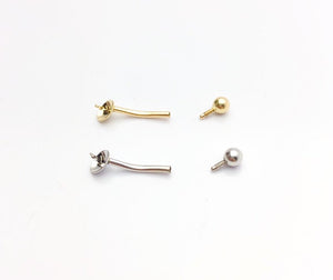 14k gold belly button ring, yellow and white 14k gold made for pearls