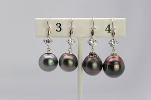 Tahitian Dangle Drop Pearl Earrings in 925 Sterling Silver (SHE009)