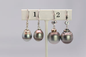 Tahitian Dangle Drop Pearl Earrings in 925 Sterling Silver (SHE009)