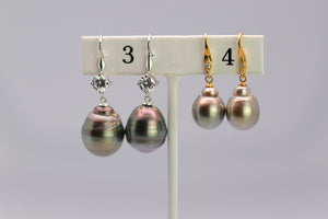 Tahitian Dangle Drop Pearl Earrings in 925 Sterling Silver (SHE013)