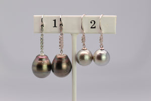 Tahitian Dangle Drop Pearl Earrings in 925 Sterling Silver (SHE014)