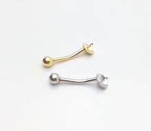 14k gold belly button ring, yellow and white 14k gold made for pearls