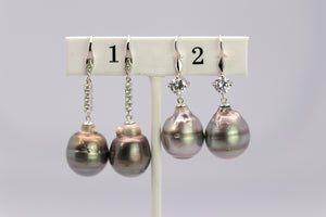 Tahitian Dangle Drop Pearl Earrings in 925 Sterling Silver (SHE002)