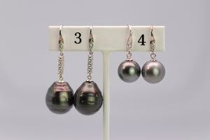 Tahitian Dangle Drop Pearl Earrings in 925 Sterling Silver (SHE004)