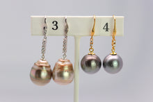 Tahitian Dangle Drop Pearl Earrings in 925 Sterling Silver (SHE008)