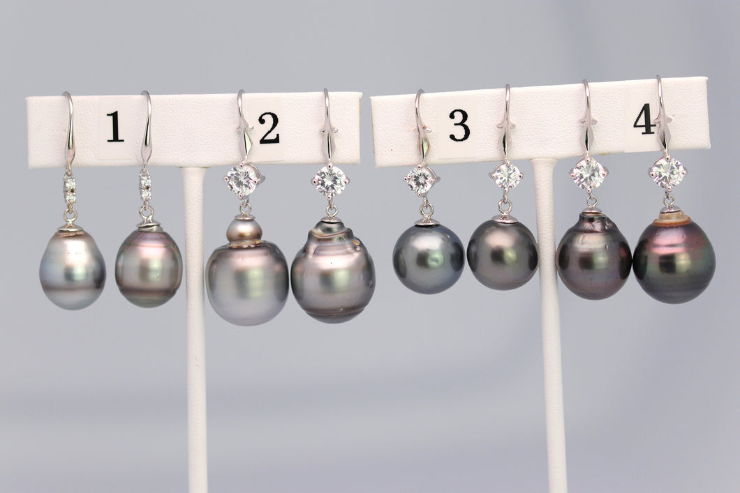 Tahitian Dangle Drop Pearl Earrings in 925 Sterling Silver (SHE009)