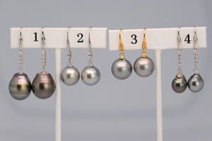 Tahitian Dangle Drop Pearl Earrings in 925 Sterling Silver (SHE014)