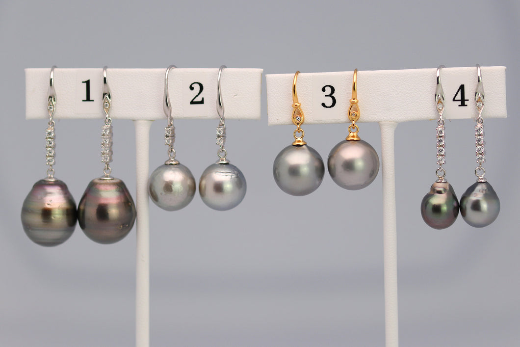 Tahitian Dangle Drop Pearl Earrings in 925 Sterling Silver (SHE014)