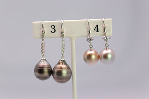 Tahitian Dangle Drop Pearl Earrings in 925 Sterling Silver (SHE019)