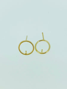 14KGF Round Wire Post Earring With Peg, 14k gold filled, Gold Fill, #400C10PP