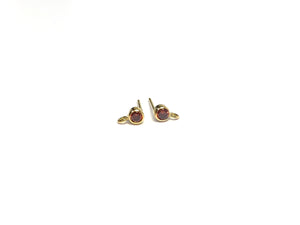 14K Gold Filled 3mm Garnet Gemstone Ear Post W/ Ring, 14KGF