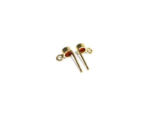 14K Gold Filled 3mm Garnet Gemstone Ear Post W/ Ring, 14KGF